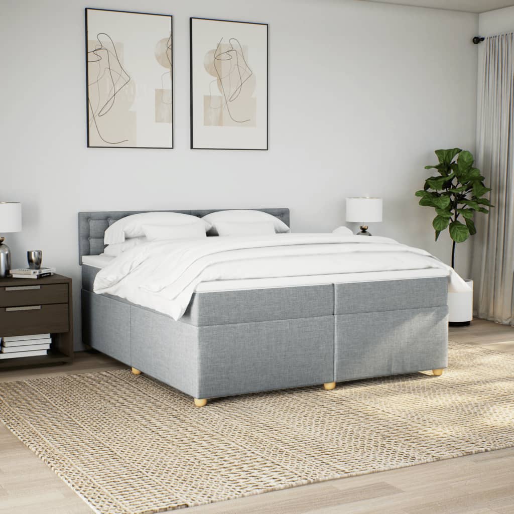 Boxspring met matras stof lichtgrijs 200x200 cm is nu te koop bij PeponiXL, paradijselijk wonen!