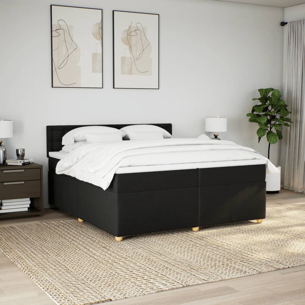 Boxspring met matras stof zwart 200x200 cm is nu te koop bij PeponiXL, paradijselijk wonen!