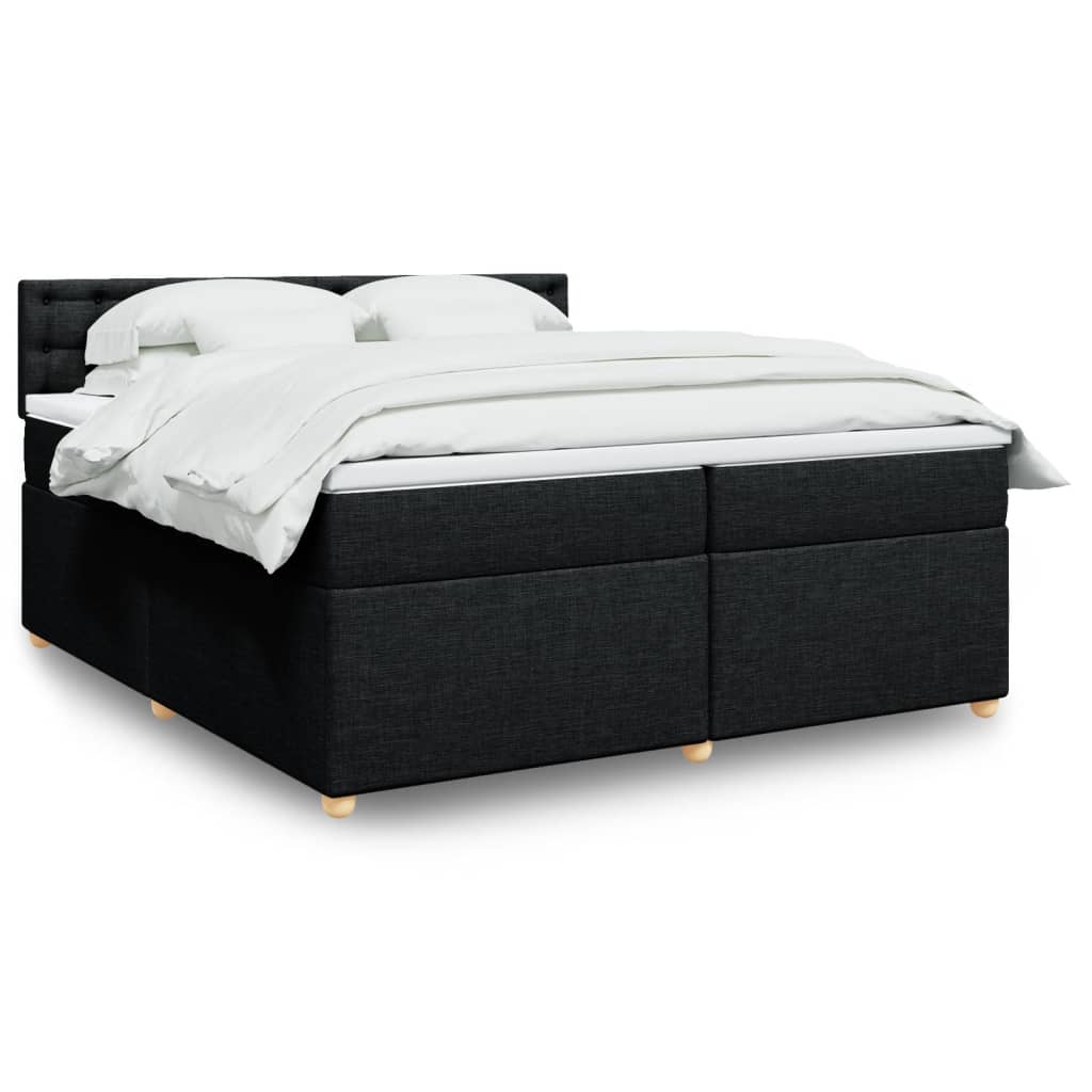 Boxspring met matras stof zwart 200x200 cm is nu te koop bij PeponiXL, paradijselijk wonen!