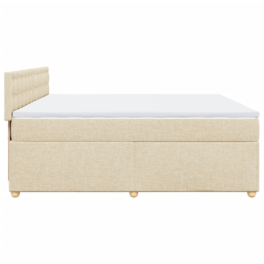 Boxspring met matras stof crèmekleurig 200x200 cm