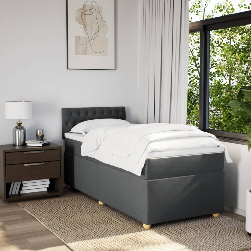 Boxspring met matras stof donkergrijs Single is nu te koop bij PeponiXL, paradijselijk wonen!