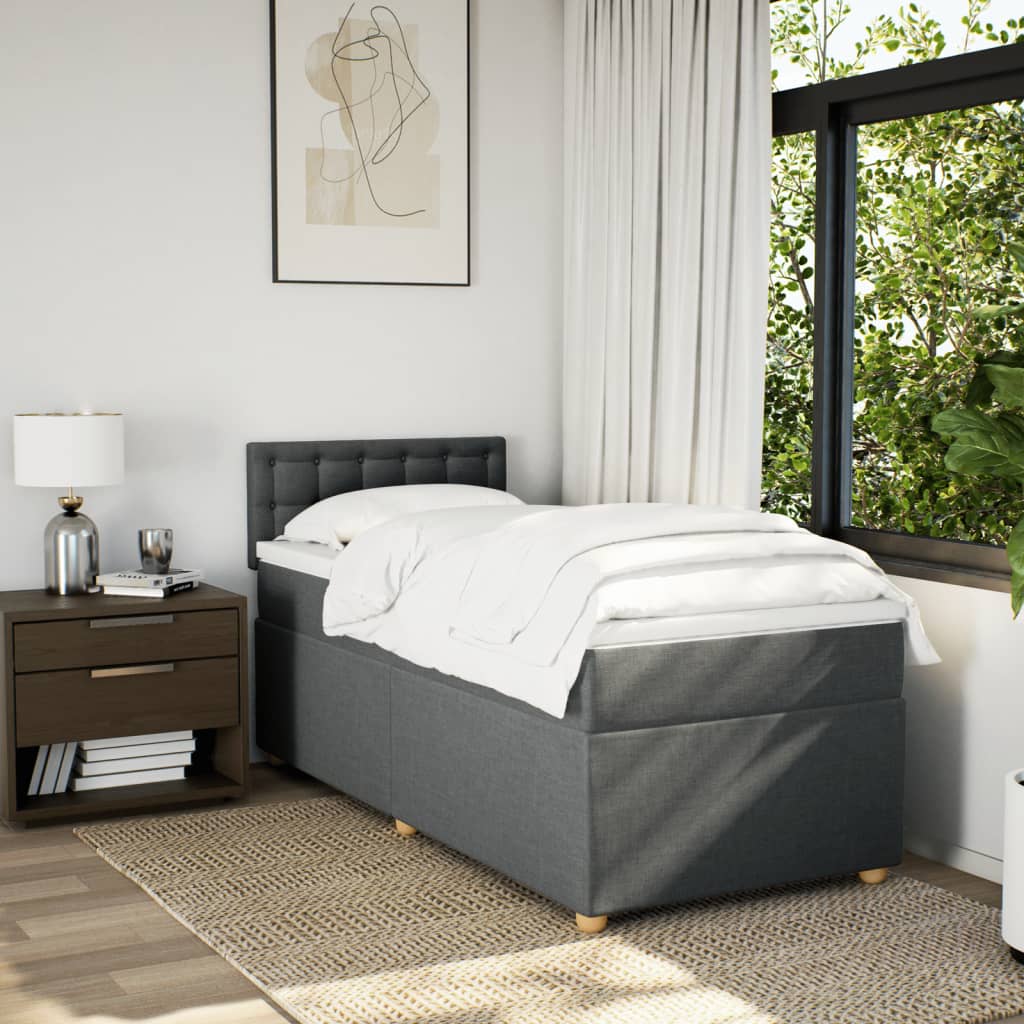 Boxspring met matras stof donkergrijs Single is nu te koop bij PeponiXL, paradijselijk wonen!