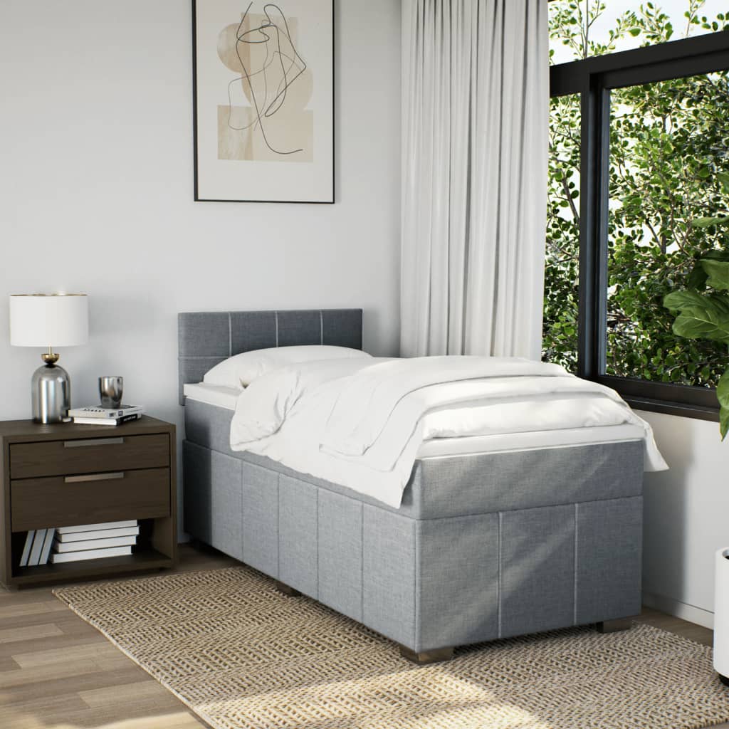 Boxspring met matras stof lichtgrijs 80x200 cm is nu te koop bij PeponiXL, paradijselijk wonen!