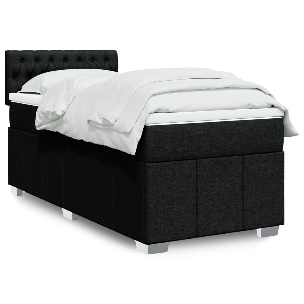 Boxspring met matras stof zwart 80x200 cm is nu te koop bij PeponiXL, paradijselijk wonen!