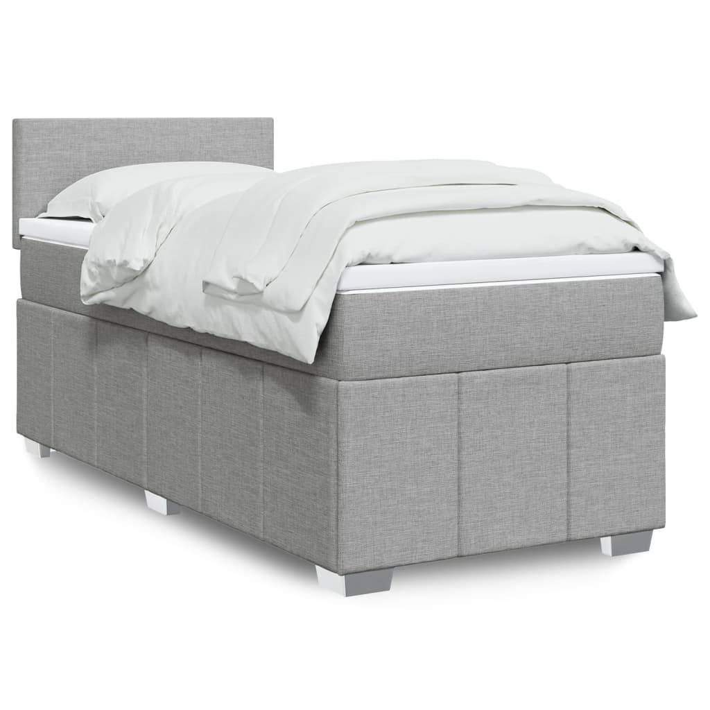 Boxspring met matras stof lichtgrijs 90x190 cm is nu te koop bij PeponiXL, paradijselijk wonen!