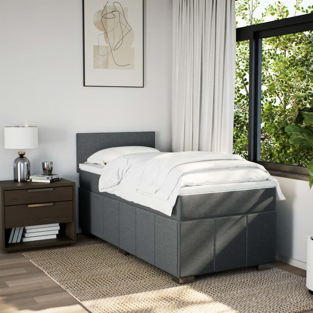 Boxspring met matras stof donkergrijs 90x190 cm is nu te koop bij PeponiXL, paradijselijk wonen!