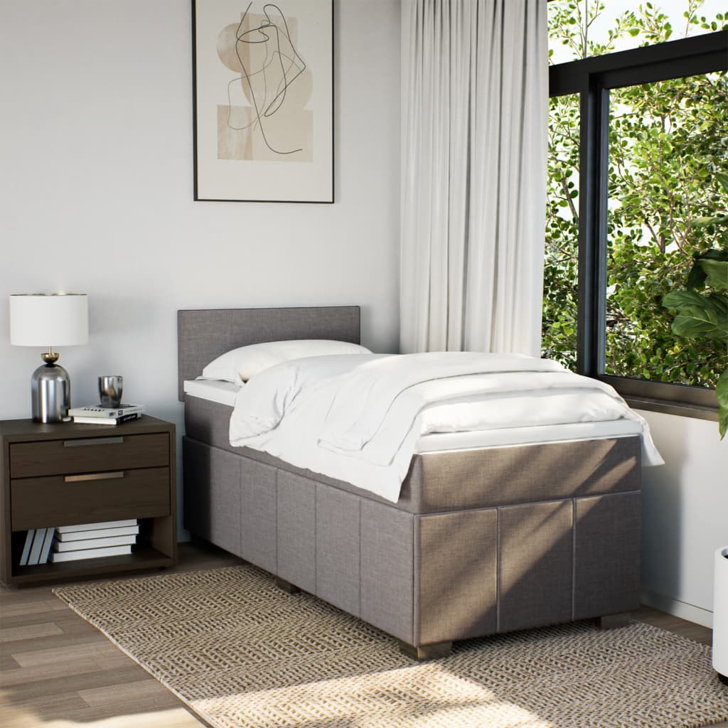 Boxspring met matras stof taupe 90x190 cm