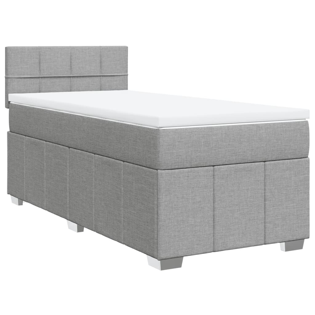 Boxspring met matras stof lichtgrijs 90x190 cm is nu te koop bij PeponiXL, paradijselijk wonen!
