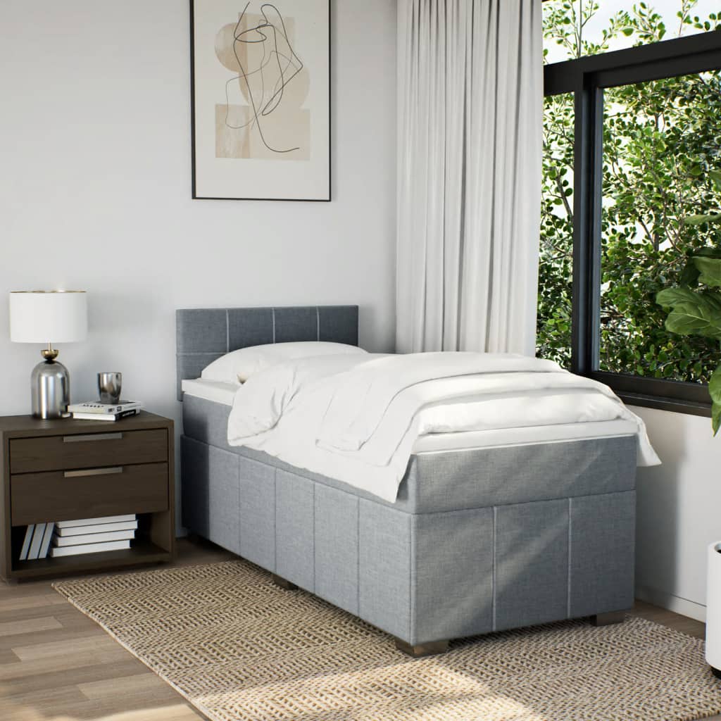 Boxspring met matras stof lichtgrijs 90x190 cm is nu te koop bij PeponiXL, paradijselijk wonen!
