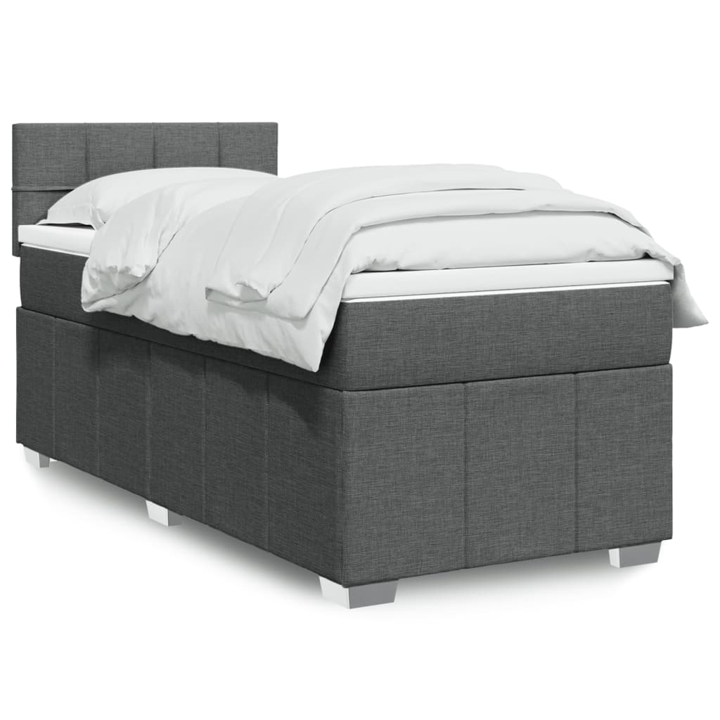 Boxspring met matras stof donkergrijs 90x190 cm is nu te koop bij PeponiXL, paradijselijk wonen!