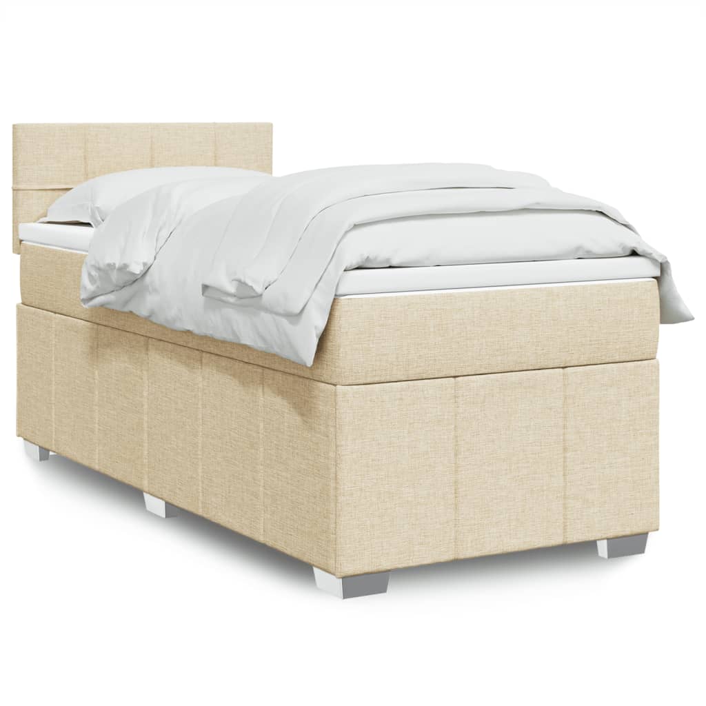 Boxspring met matras stof crèmekleurig 90x190 cm is nu te koop bij PeponiXL, paradijselijk wonen!