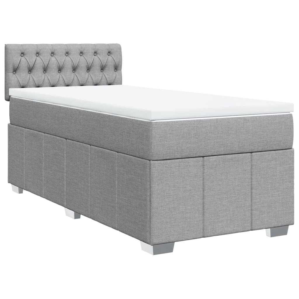 Boxspring met matras stof lichtgrijs 90x190 cm is nu te koop bij PeponiXL, paradijselijk wonen!