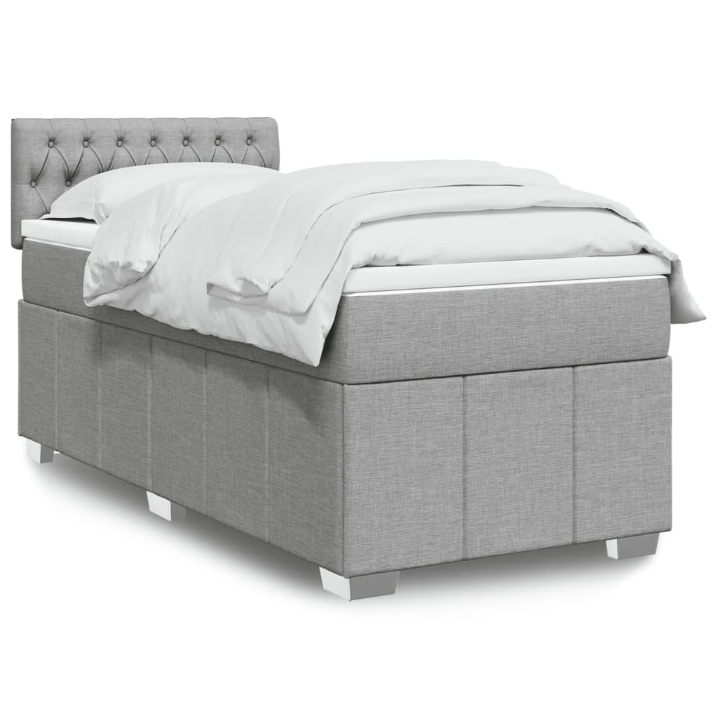 Boxspring met matras stof lichtgrijs 90x190 cm is nu te koop bij PeponiXL, paradijselijk wonen!