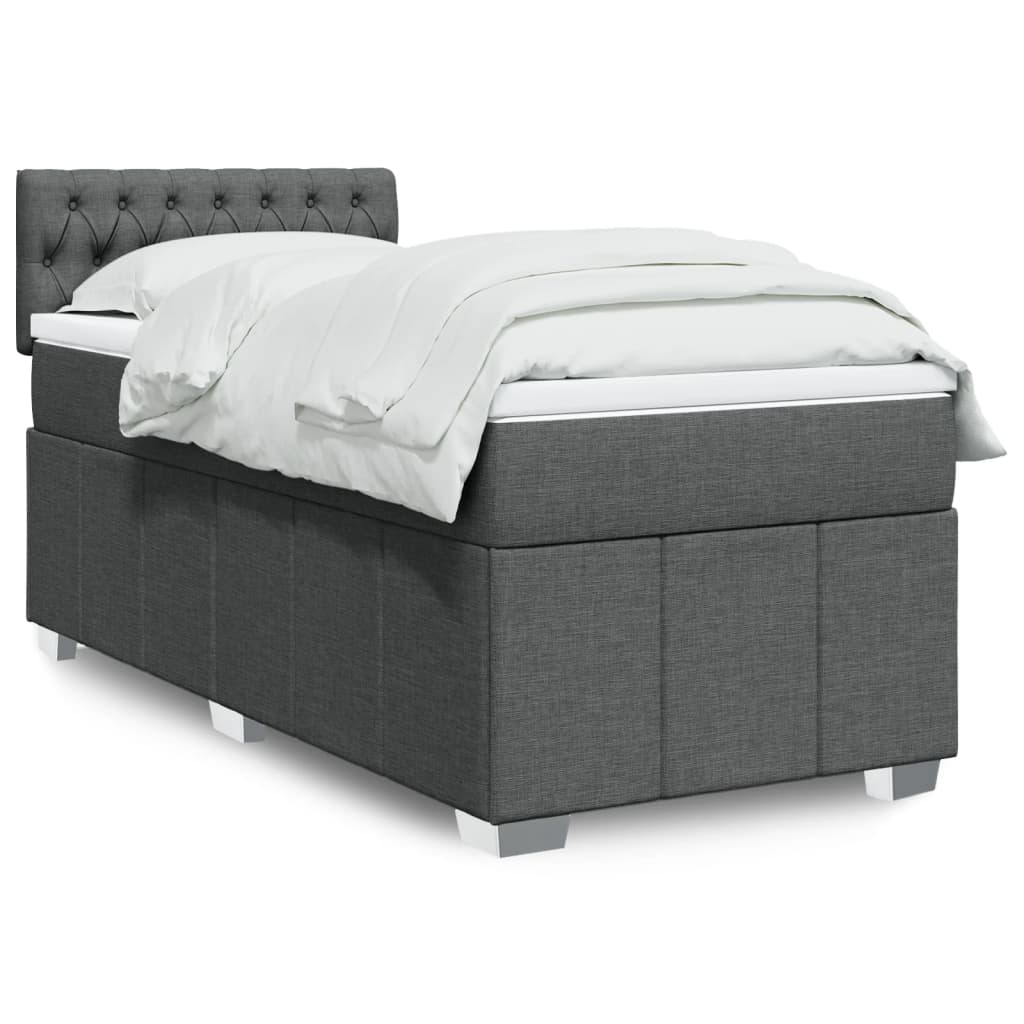 Boxspring met matras stof donkergrijs 90x190 cm is nu te koop bij PeponiXL, paradijselijk wonen!
