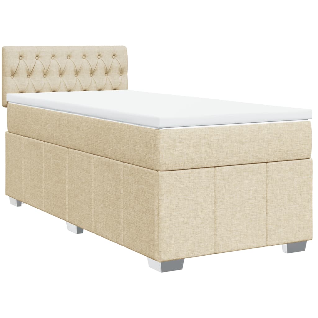 Boxspring met matras stof crèmekleurig 90x190 cm is nu te koop bij PeponiXL, paradijselijk wonen!