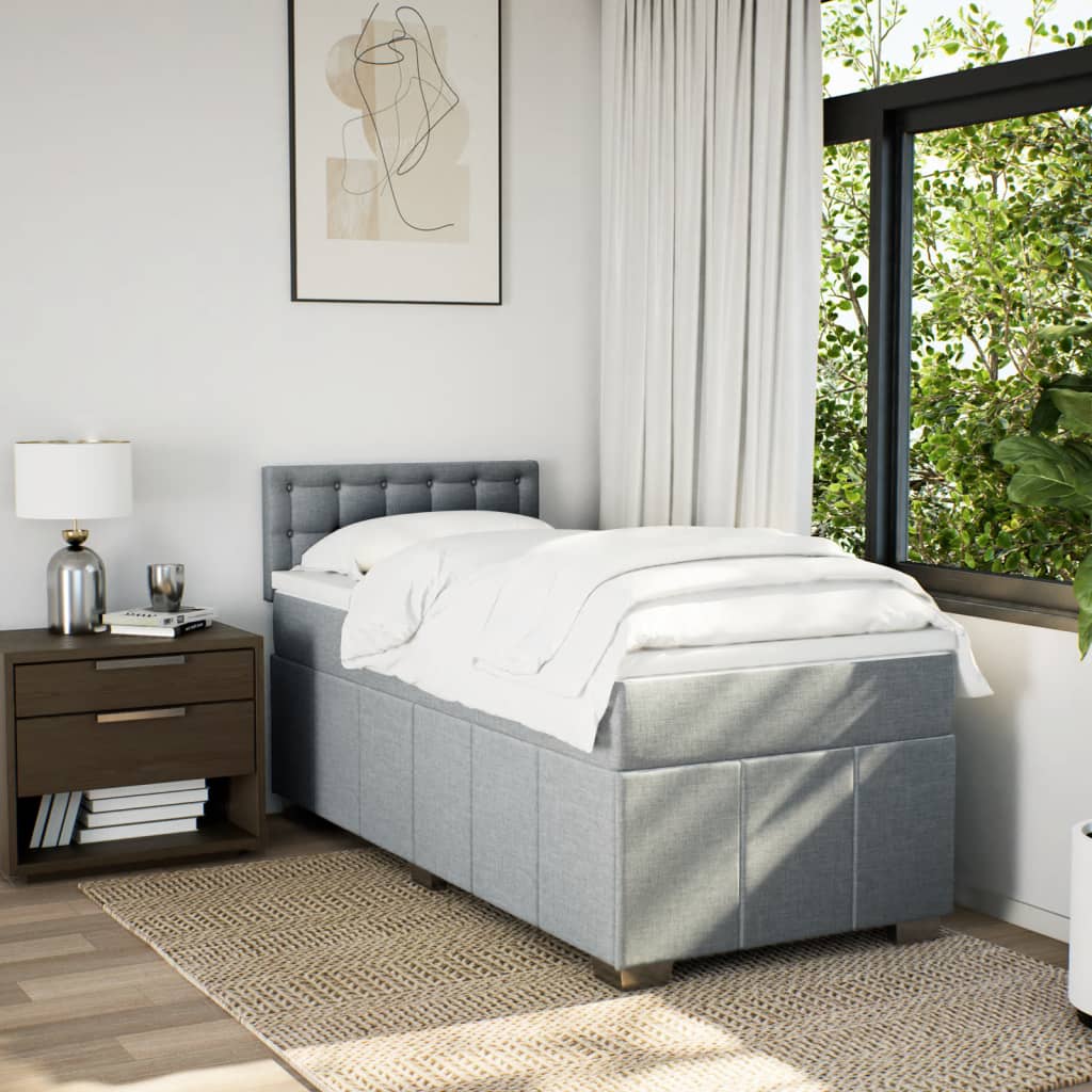 Boxspring met matras stof lichtgrijs 90x190 cm is nu te koop bij PeponiXL, paradijselijk wonen!