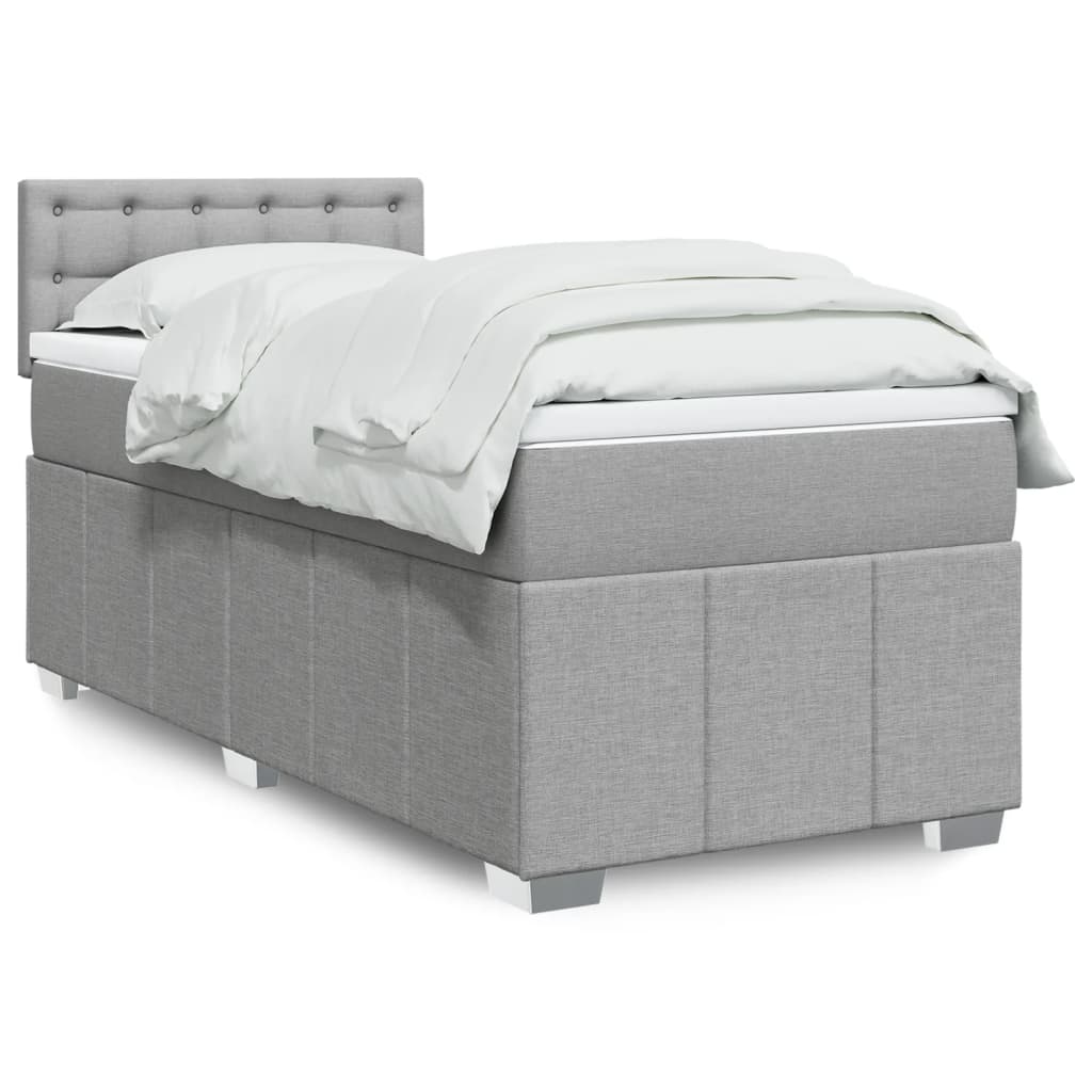 Boxspring met matras stof lichtgrijs 90x190 cm is nu te koop bij PeponiXL, paradijselijk wonen!