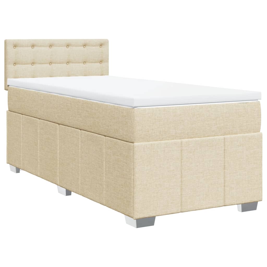 Boxspring met matras stof crèmekleurig 90x190 cm is nu te koop bij PeponiXL, paradijselijk wonen!