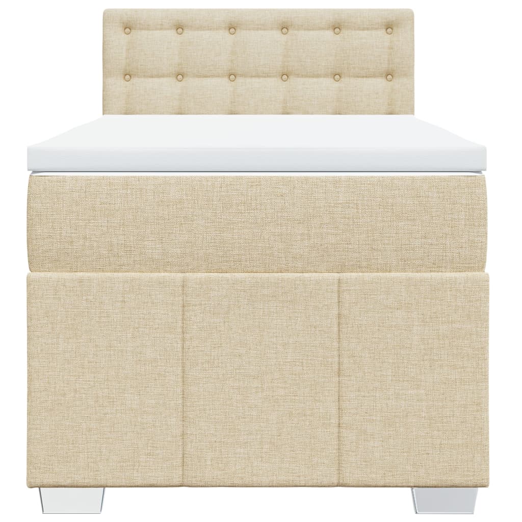 Boxspring met matras stof crèmekleurig 90x190 cm is nu te koop bij PeponiXL, paradijselijk wonen!