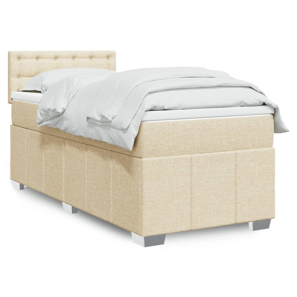Boxspring met matras stof crèmekleurig 90x190 cm is nu te koop bij PeponiXL, paradijselijk wonen!