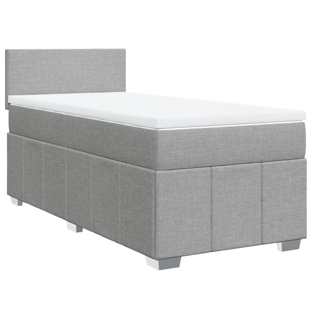 Boxspring met matras stof lichtgrijs 90x200 cm is nu te koop bij PeponiXL, paradijselijk wonen!