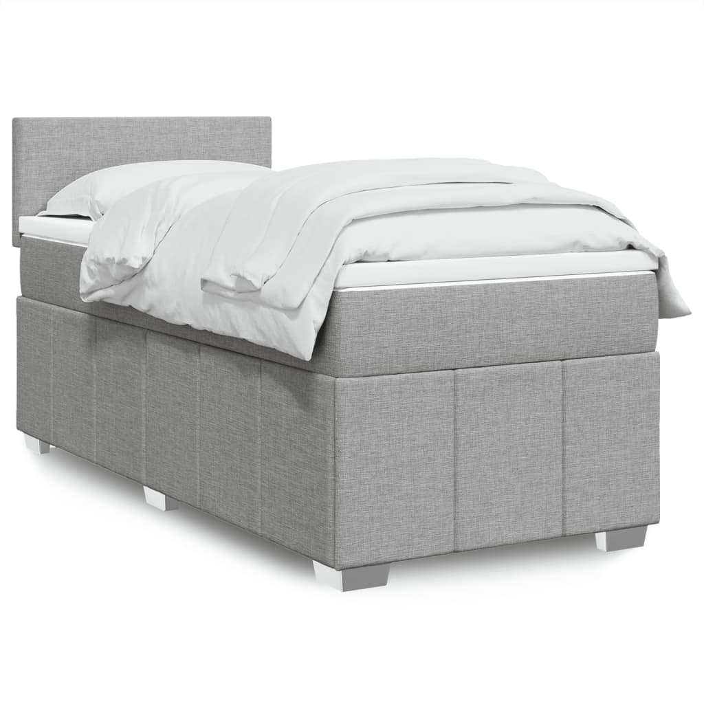 Boxspring met matras stof lichtgrijs 90x200 cm is nu te koop bij PeponiXL, paradijselijk wonen!