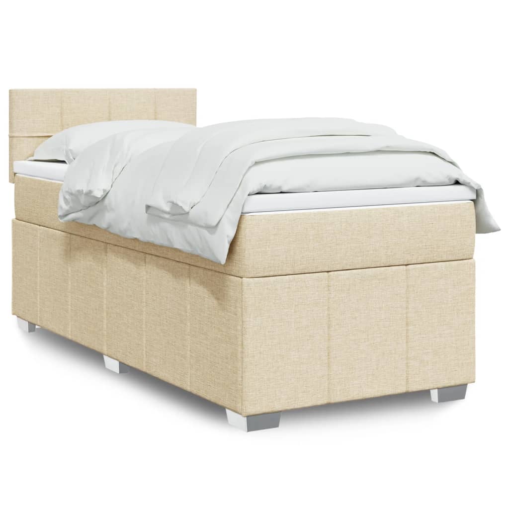 Boxspring met matras stof crèmekleurig 90x200 cm is nu te koop bij PeponiXL, paradijselijk wonen!