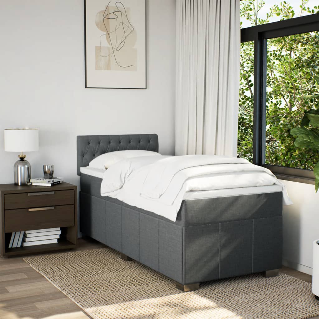 Boxspring met matras stof donkergrijs 90x200 cm is nu te koop bij PeponiXL, paradijselijk wonen!
