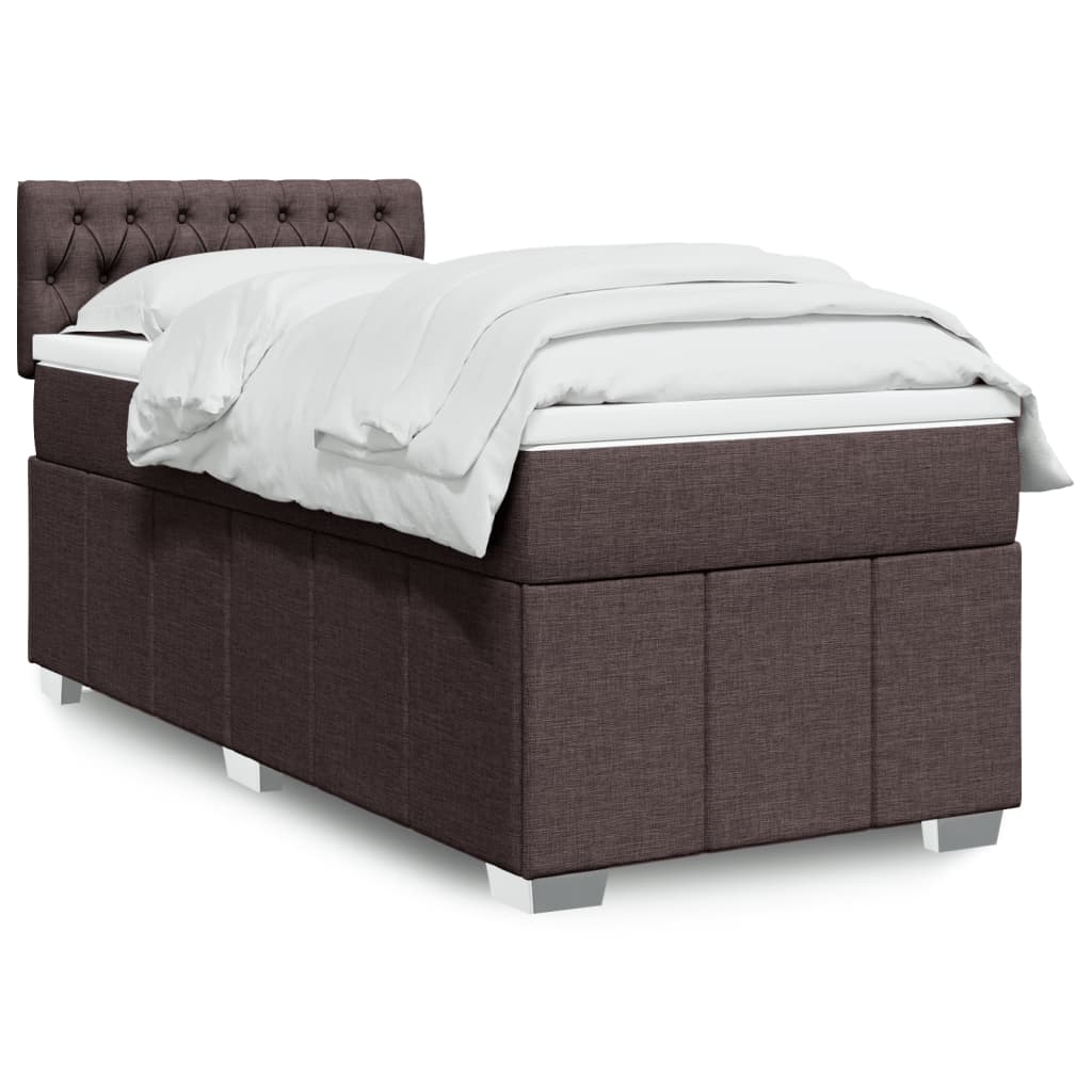 Boxspring met matras stof donkerbruin 90x200 cm is nu te koop bij PeponiXL, paradijselijk wonen!
