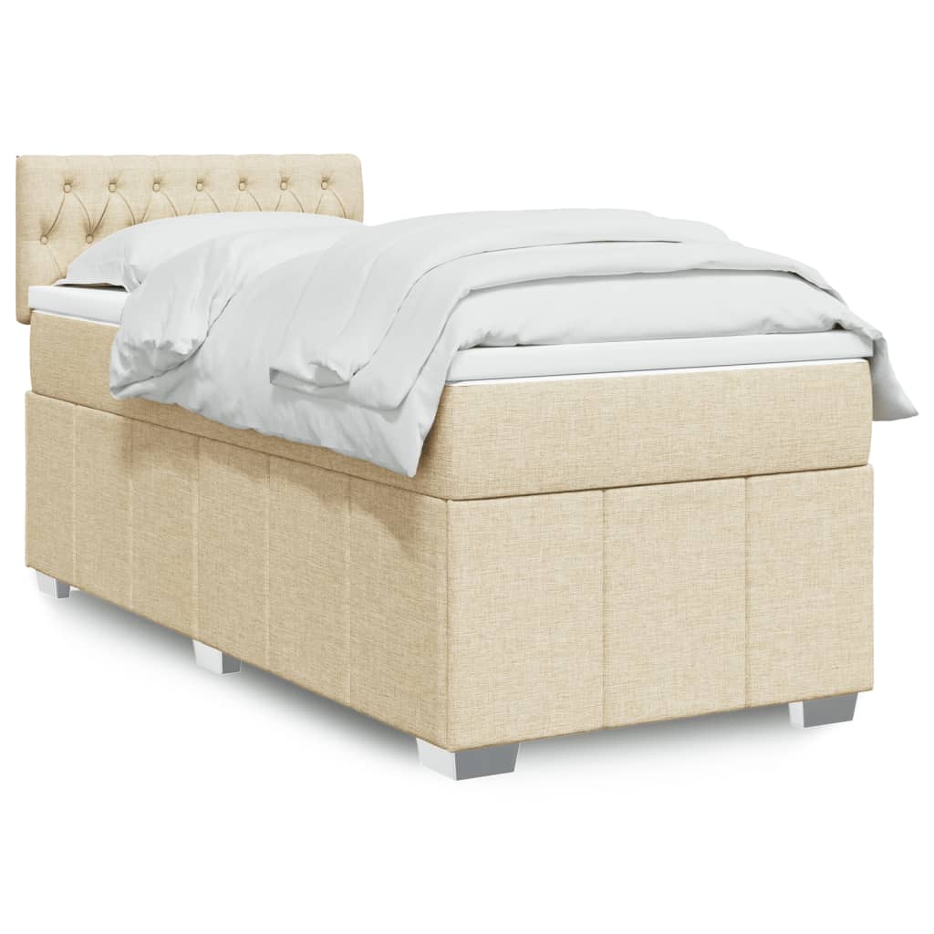 Boxspring met matras stof crèmekleurig 90x200 cm is nu te koop bij PeponiXL, paradijselijk wonen!
