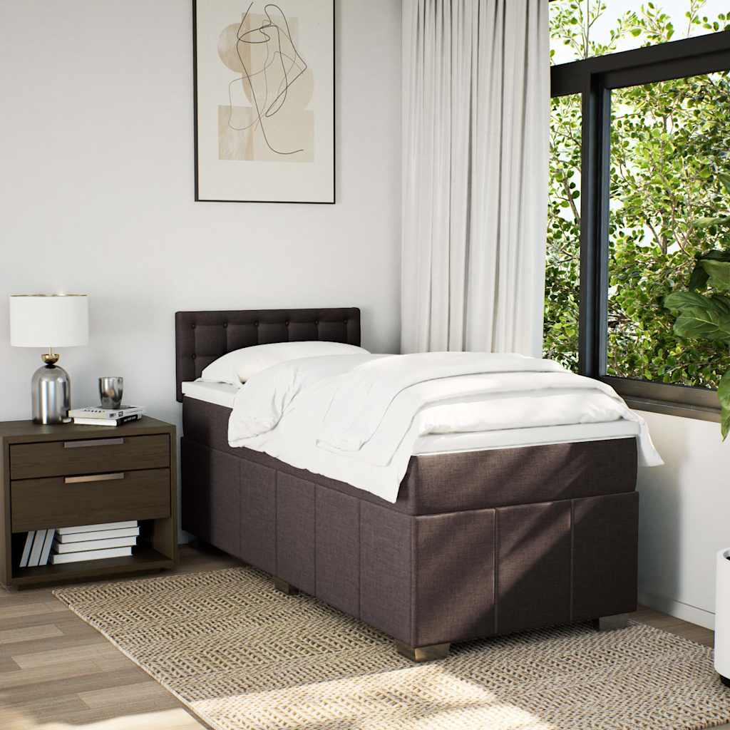 Boxspring met matras stof donkerbruin 90x200 cm is nu te koop bij PeponiXL, paradijselijk wonen!