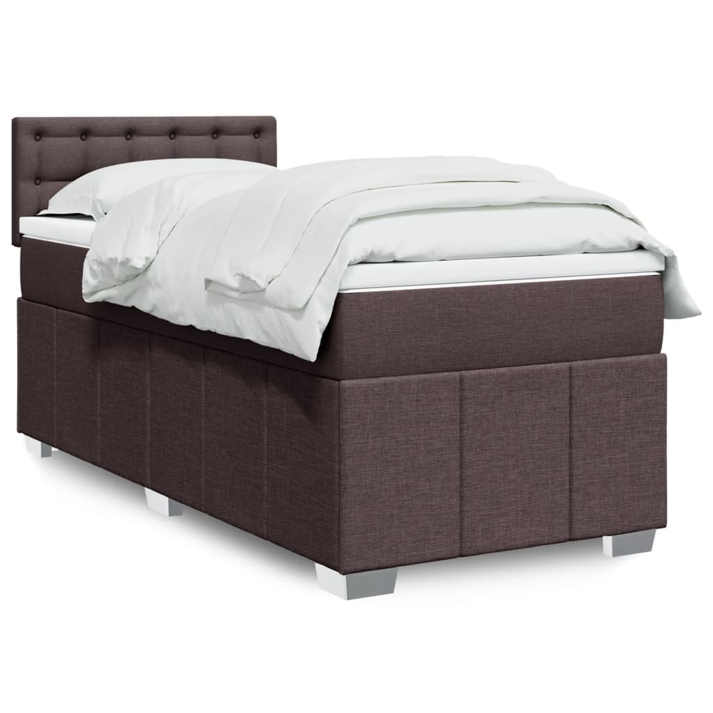Boxspring met matras stof donkerbruin 90x200 cm is nu te koop bij PeponiXL, paradijselijk wonen!