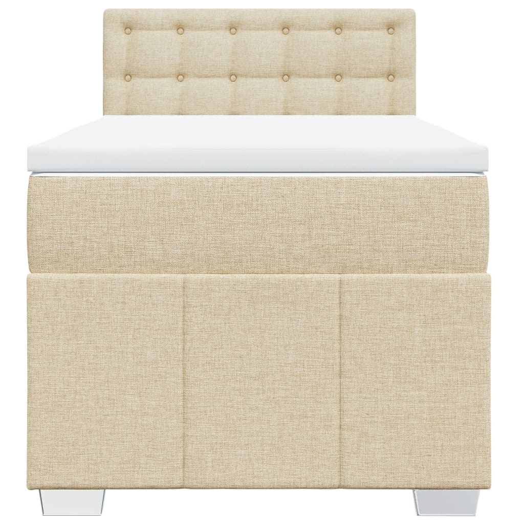Boxspring met matras stof crèmekleurig 90x200 cm is nu te koop bij PeponiXL, paradijselijk wonen!