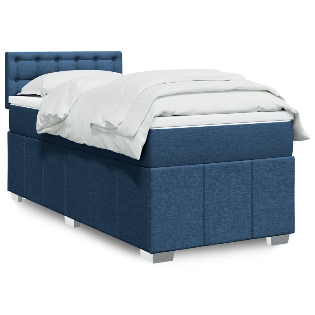 Boxspring met matras stof blauw 90x200 cm is nu te koop bij PeponiXL, paradijselijk wonen!