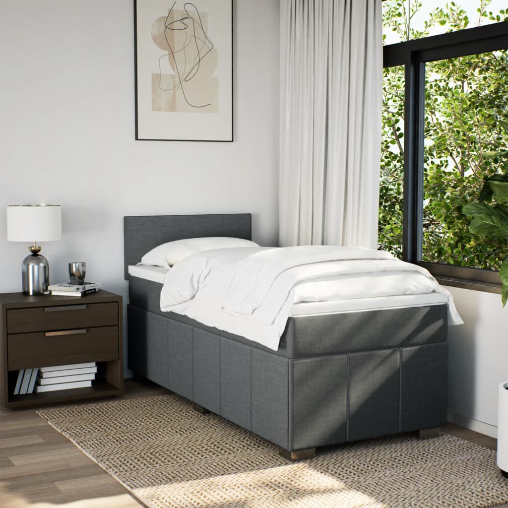Boxspring met matras stof donkergrijs 100x200 cm is nu te koop bij PeponiXL, paradijselijk wonen!