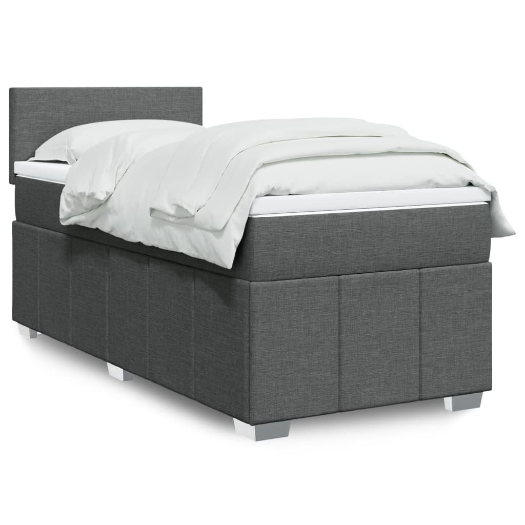 Boxspring met matras stof donkergrijs 100x200 cm is nu te koop bij PeponiXL, paradijselijk wonen!