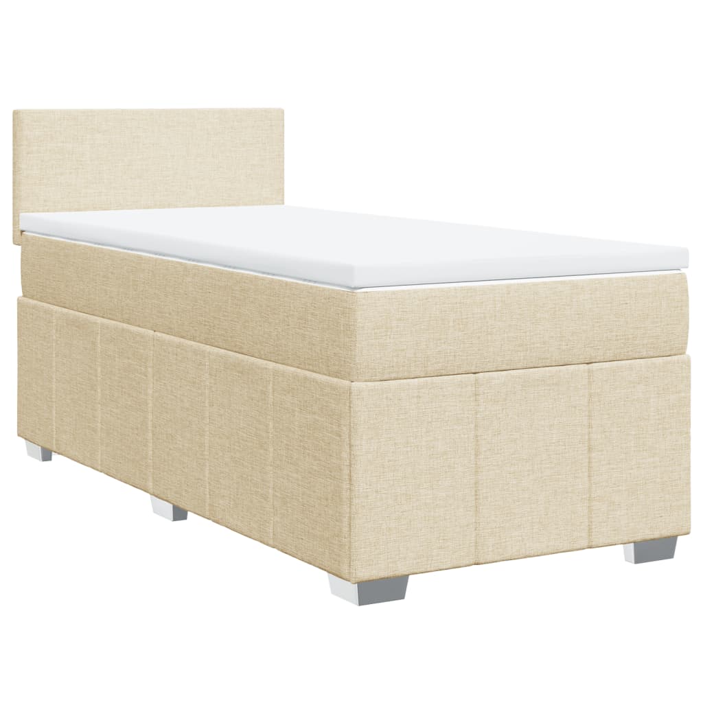 Boxspring met matras stof crèmekleurig 100x200 cm is nu te koop bij PeponiXL, paradijselijk wonen!