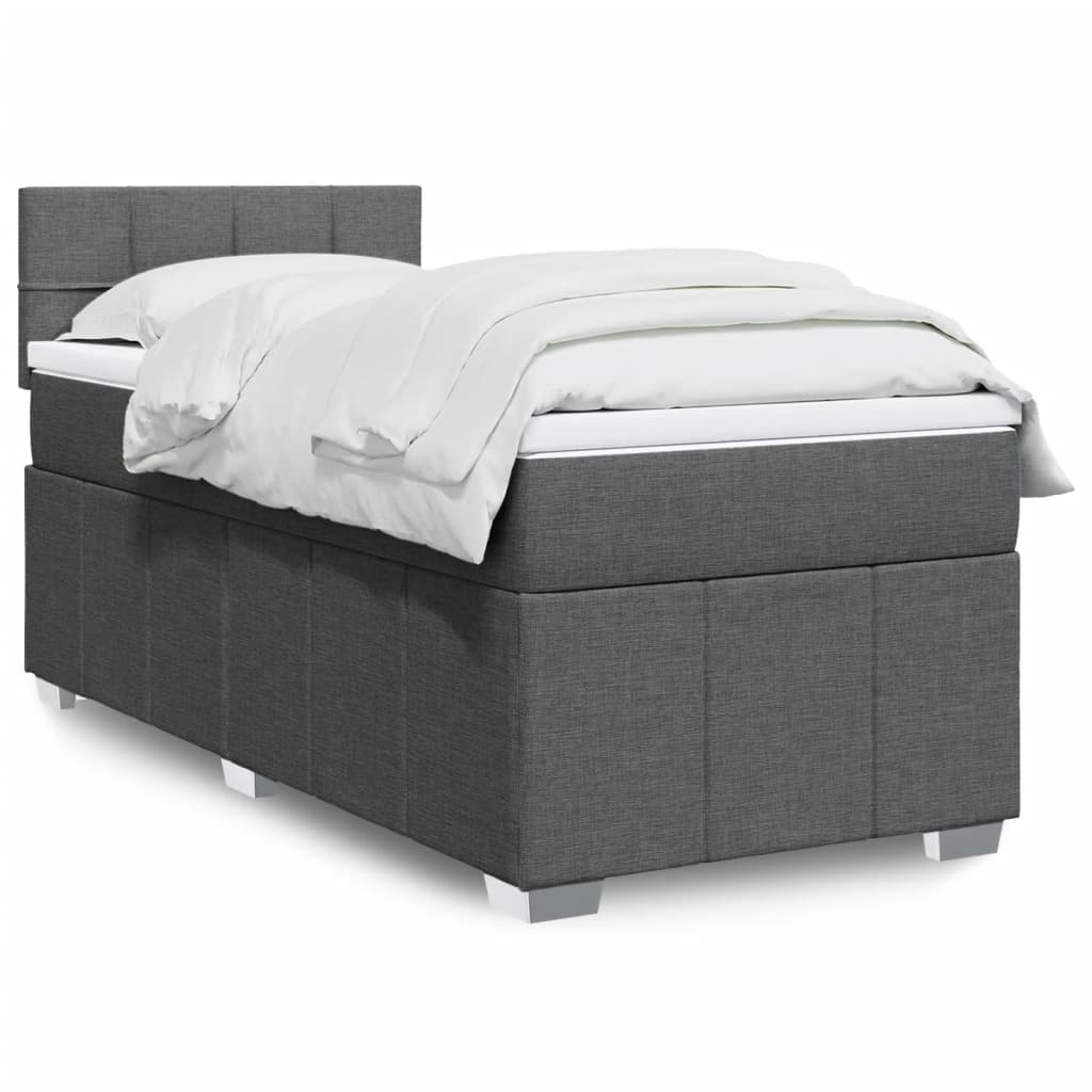 Boxspring met matras stof donkergrijs 100x200 cm is nu te koop bij PeponiXL, paradijselijk wonen!