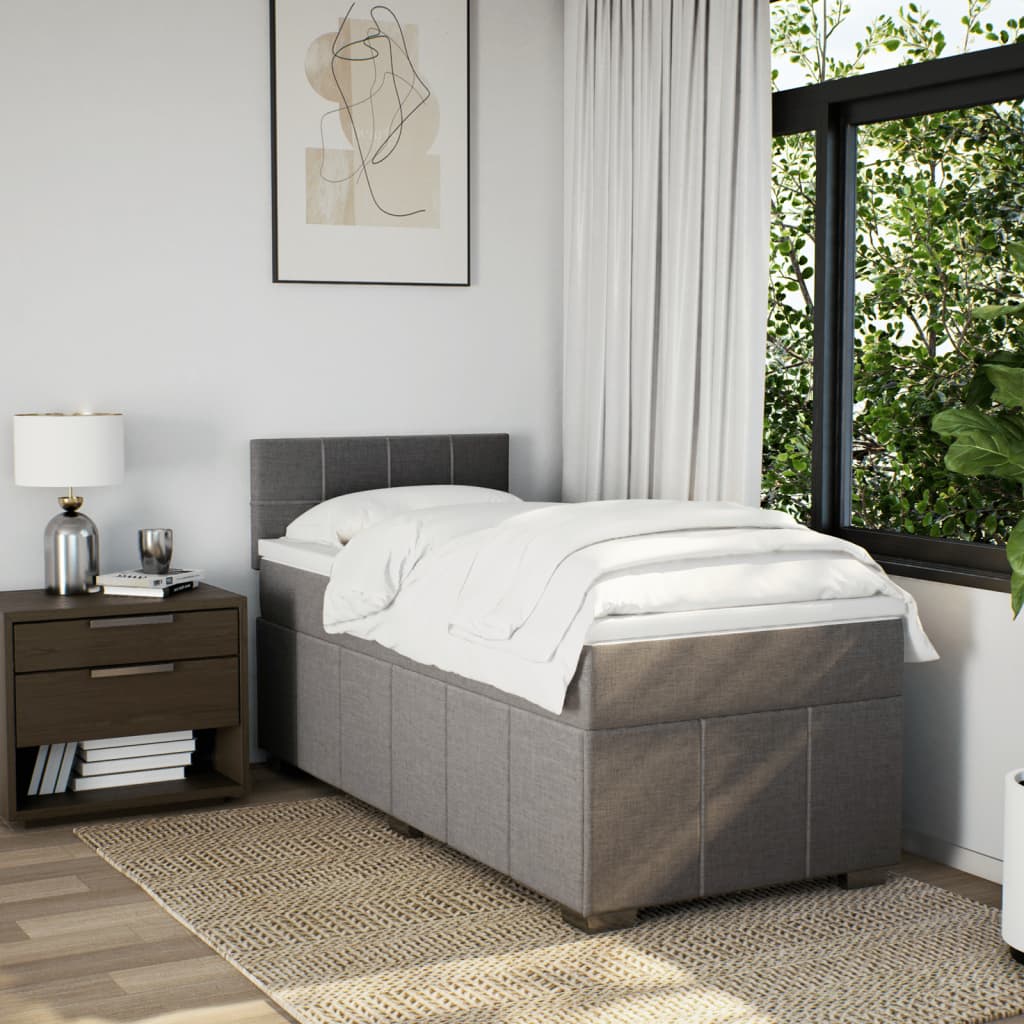 Boxspring met matras stof taupe 100x200 cm is nu te koop bij PeponiXL, paradijselijk wonen!