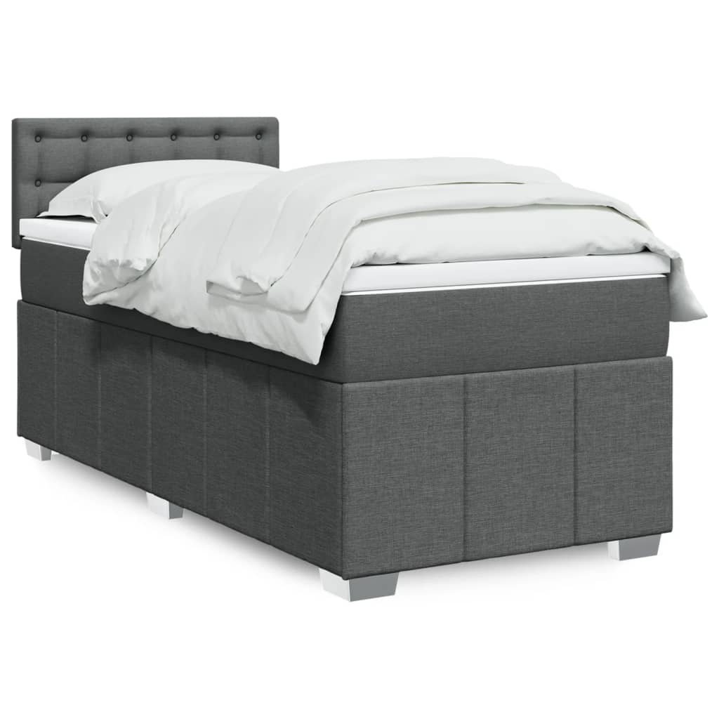 Boxspring met matras stof donkergrijs 100x200 cm is nu te koop bij PeponiXL, paradijselijk wonen!