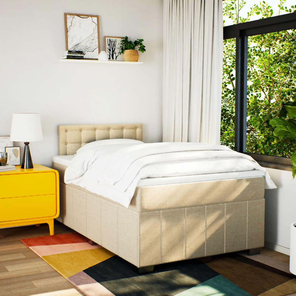 Boxspring met matras stof crèmekleurig 120x190 cm is nu te koop bij PeponiXL, paradijselijk wonen!