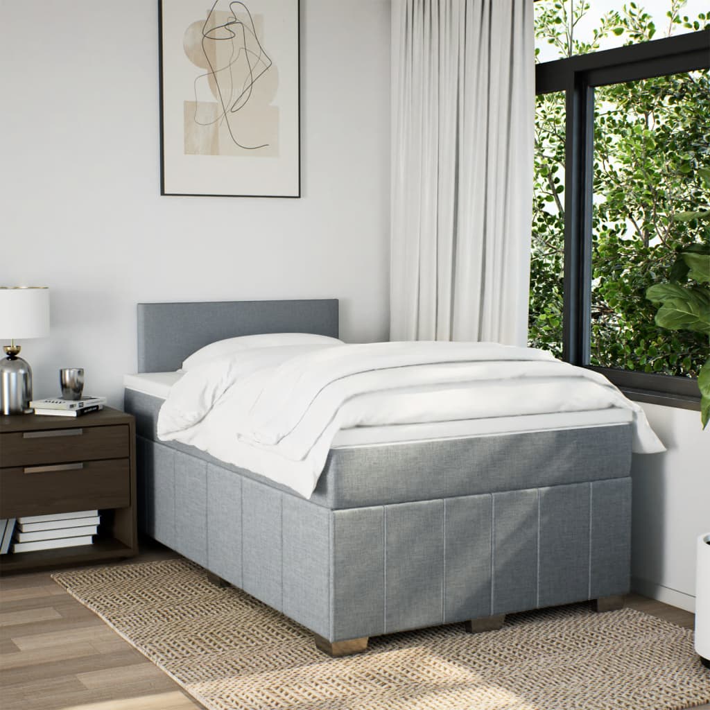 Boxspring met matras stof lichtgrijs 120x200 cm is nu te koop bij PeponiXL, paradijselijk wonen!