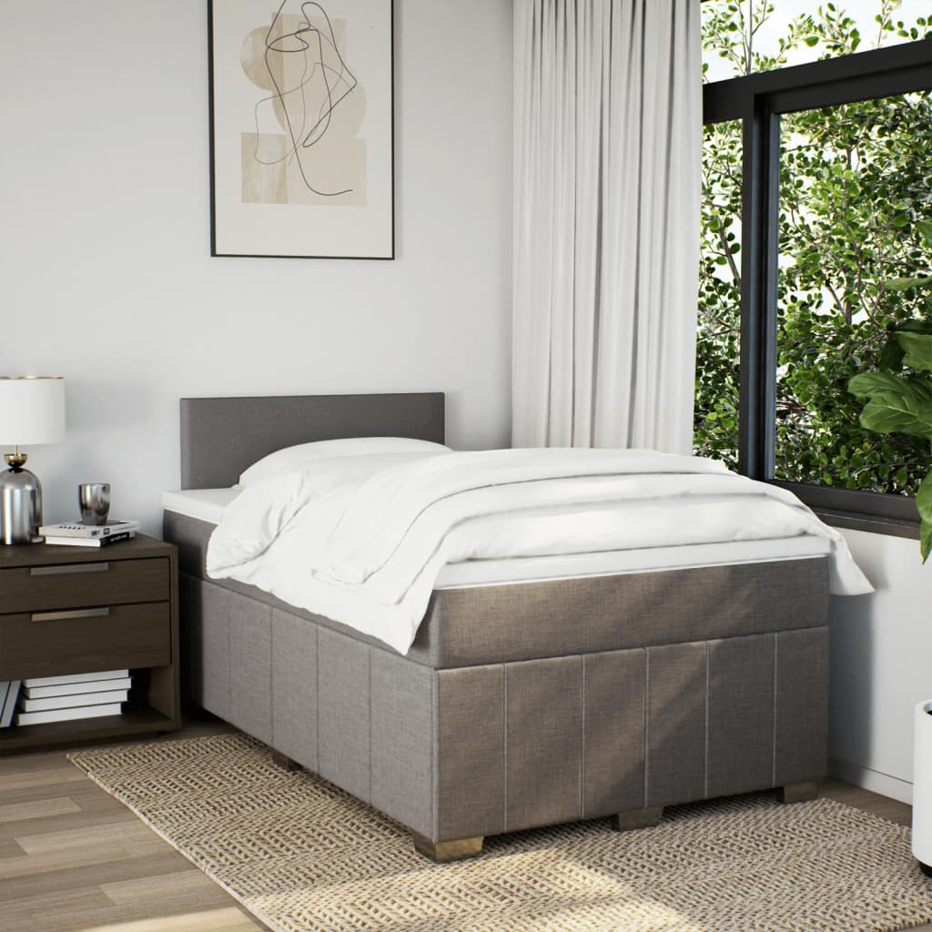 Boxspring met matras stof taupe 120x200 cm