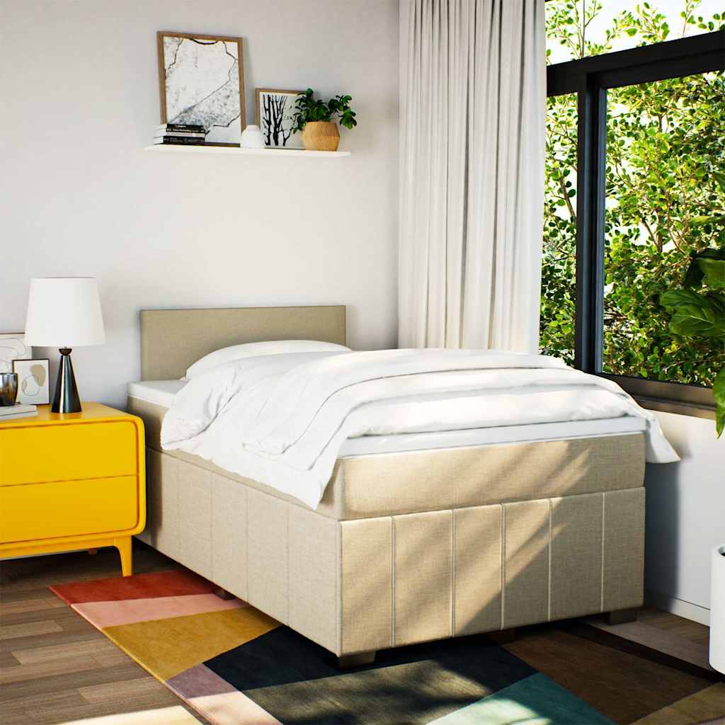 Boxspring met matras stof crèmekleurig 120x200 cm is nu te koop bij PeponiXL, paradijselijk wonen!