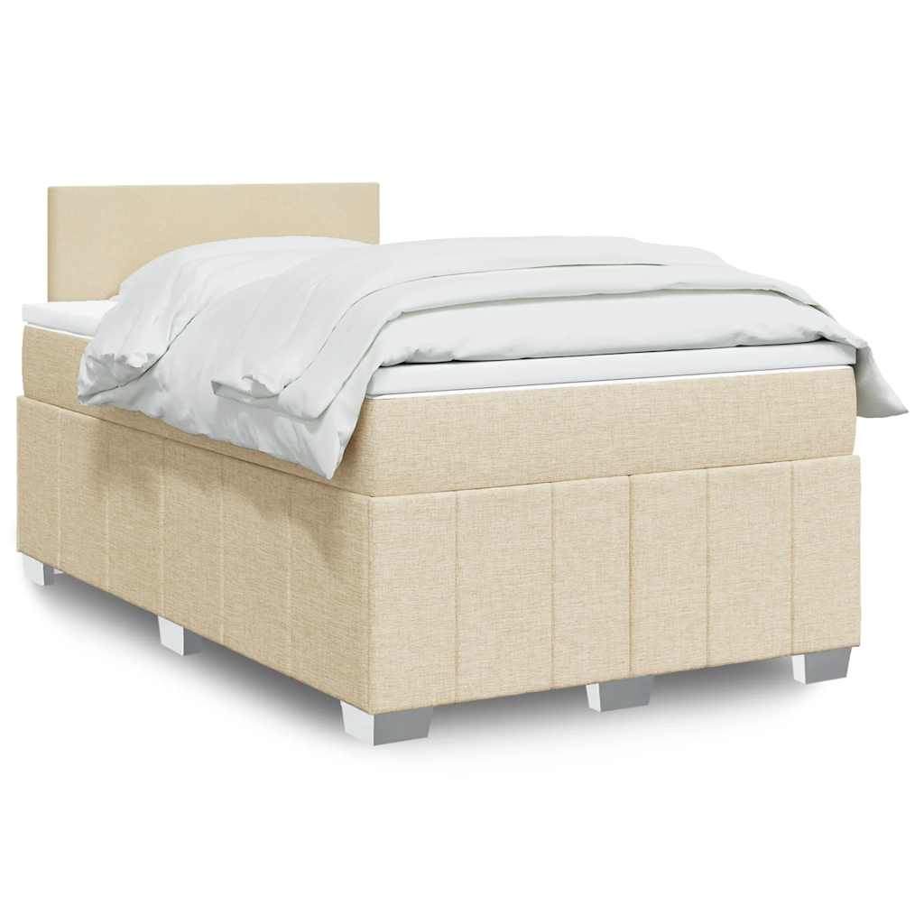 Boxspring met matras stof crèmekleurig 120x200 cm is nu te koop bij PeponiXL, paradijselijk wonen!