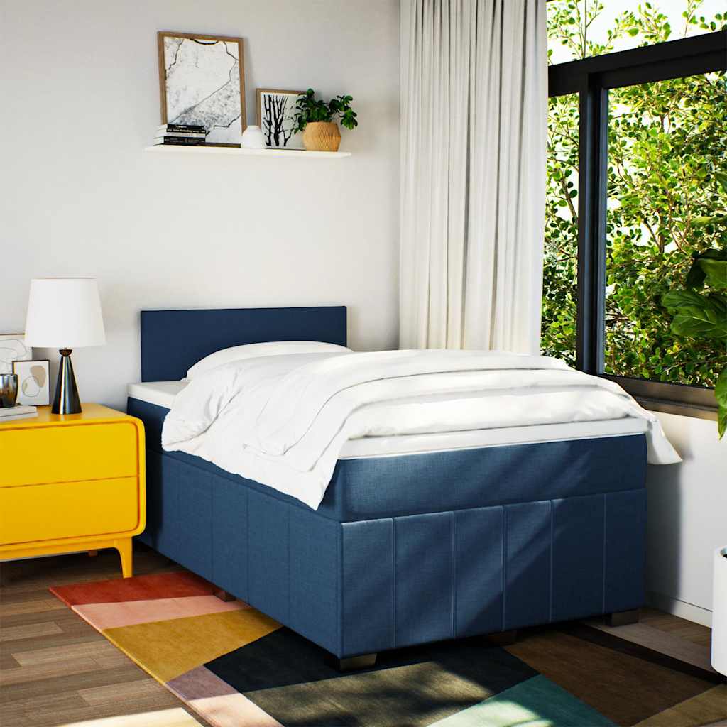 Boxspring met matras stof blauw 120x200 cm is nu te koop bij PeponiXL, paradijselijk wonen!