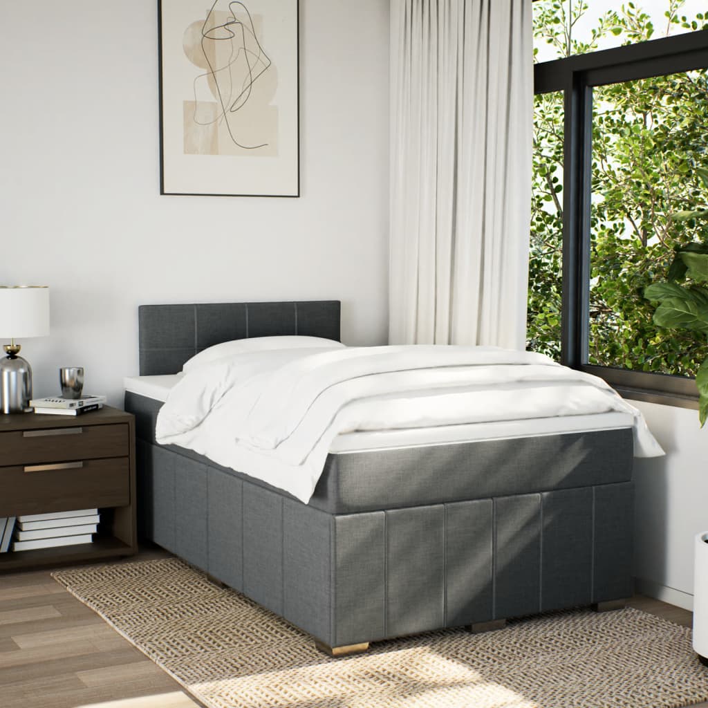Boxspring met matras stof donkergrijs 120x200 cm is nu te koop bij PeponiXL, paradijselijk wonen!