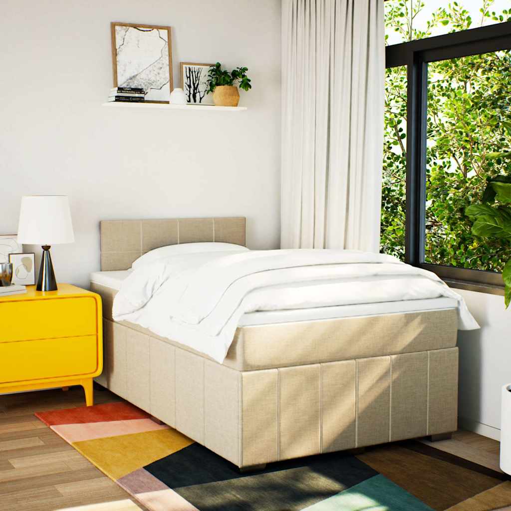 Boxspring met matras stof crèmekleurig 120x200 cm is nu te koop bij PeponiXL, paradijselijk wonen!