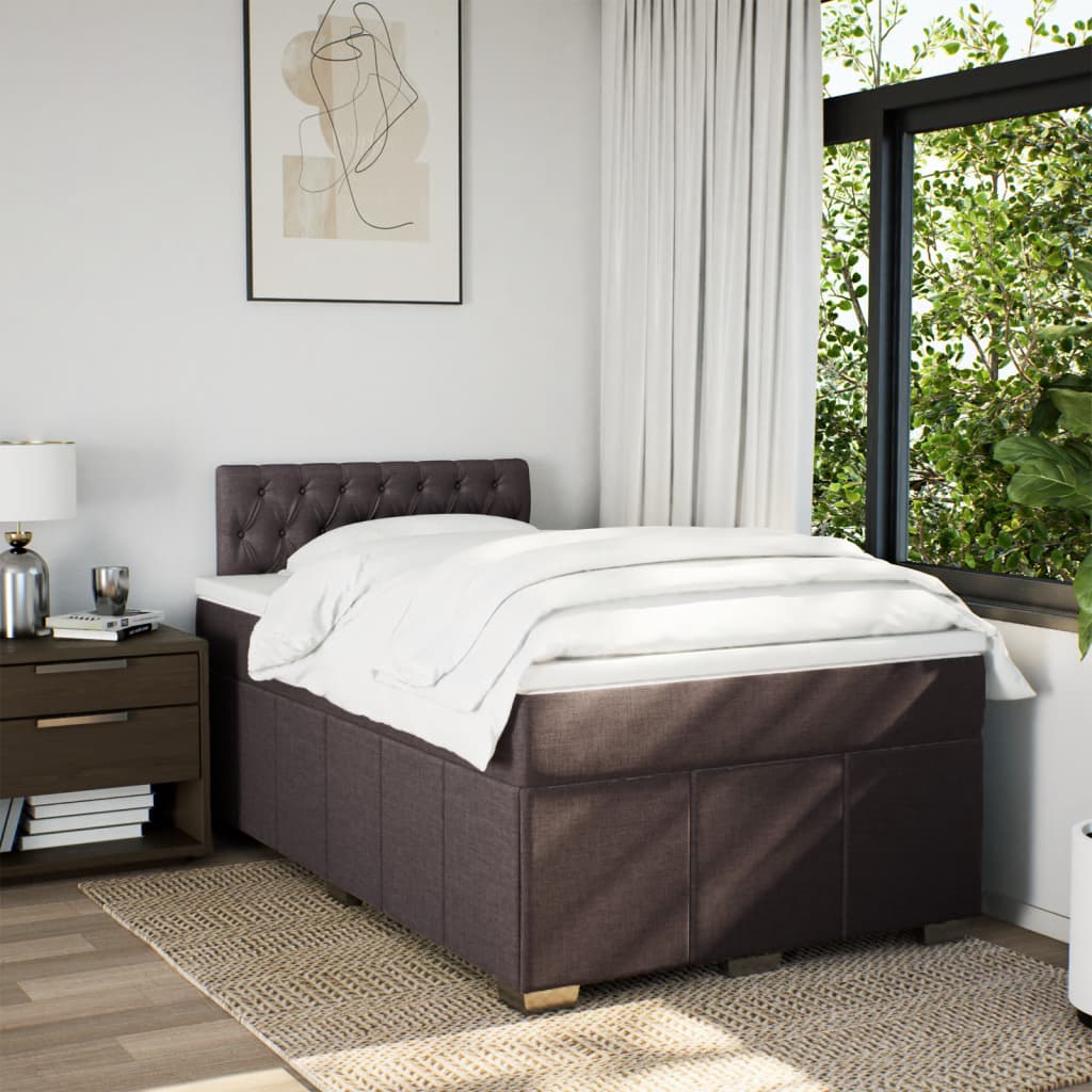Boxspring met matras stof donkerbruin 120x200 cm is nu te koop bij PeponiXL, paradijselijk wonen!