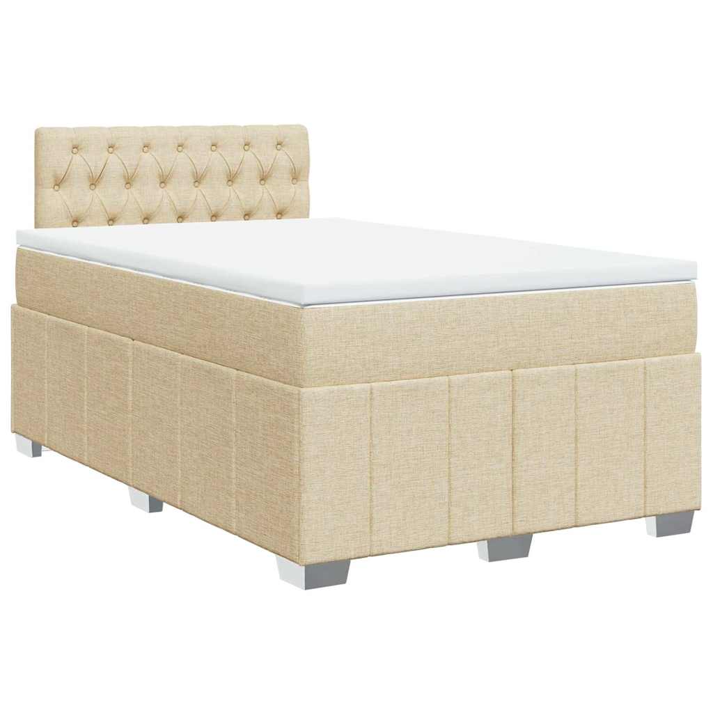 Boxspring met matras stof crèmekleurig 120x200 cm is nu te koop bij PeponiXL, paradijselijk wonen!